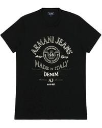 Armani Jeans - Round Collar, Short Sleeve, Logo T-Shirt - Lyst