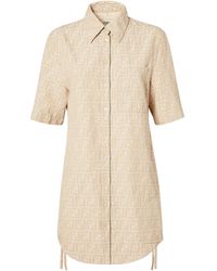 Fendi - Ff Detailed Drawstring Mini Dress - Lyst