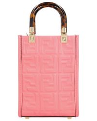 Fendi - Sunshine Logo Embossed Mini Shoulder Bag - Lyst