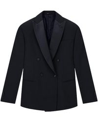 Giorgio Armani - Double-Breasted Satin Lapel Blazer - Lyst