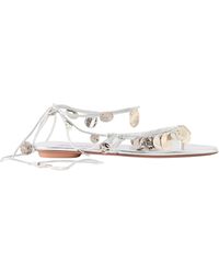 Aquazzura - Florin Embellished Leather Thong Sandals - Lyst