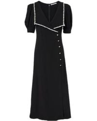 Alessandra Rich - Lace-Trimmed Cady Midi Dress - Lyst