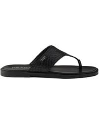 Prada - Leather Woven Flip Flops - Lyst
