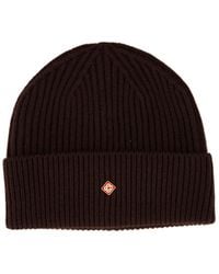 CASABLANCA - Wool Rib Knit Beanie - Lyst