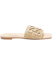 Casadei - Woven-Strap Flat Sandals - Lyst
