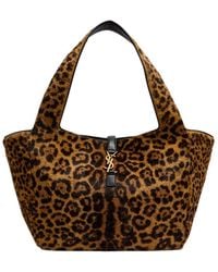 Saint Laurent - Le 5 À 7 Bea Leopard-Print Calf-Hair Tote - Lyst