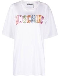Moschino - Maxi Logo Embroidered Crewneck T-Shirt - Lyst