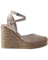 Brunello Cucinelli - Open-Toe Wedge Sandals - Lyst