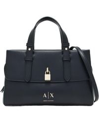 ARMANI EXCHANGE - Padlock-Detail Logo-Print Shoulder Bag - Lyst