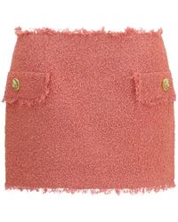 Balmain - Frayed Tweed Mini Skirt - Lyst