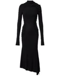 Victoria Beckham - Gathered Asymmetric Jersey Midi Dress - Lyst