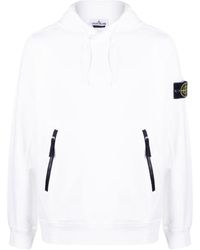 Stone Island - Contrast-Zip Logo-Patch Hoodie - Lyst
