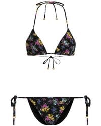 Dolce & Gabbana - Small Floral-Printed Triangle Bikini Set - Lyst