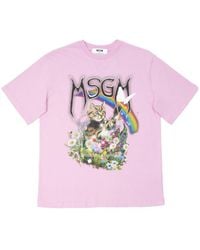 MSGM - Printed Short-Sleeved T-Shirt - Lyst