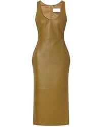 Alex Perry - Paneled Leather Midi Dress - Lyst