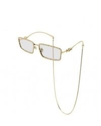 Gucci - Crystal-Embellished Rectangle-Frame Glasses - Lyst