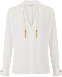 Elisabetta Franchi - Embellished Georgette Blouse - Lyst