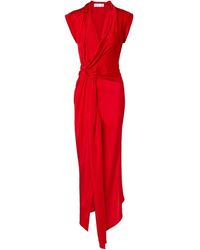 Victoria Beckham - Gathered Silk-Trimmed Jersey Maxi Dress - Lyst