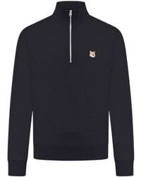 Maison Kitsuné - Maison Kitsuné Fox Head Patch Half-Zip Sweatshirt - Lyst