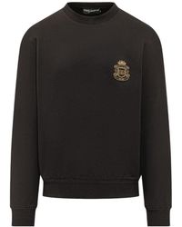 Dolce & Gabbana - Heraldic Patch Crewneck Sweatshirt - Lyst