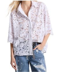 MICHAEL Michael Kors - Studded Corded Floral Lace Shirt - Lyst