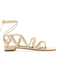 Manolo Blahnik - Fawdaflat Cut-Out Detailed Ankle-Tied Sandals - Lyst