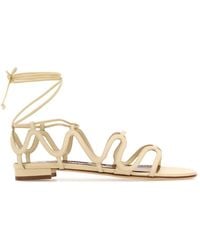 Manolo Blahnik - Fawdaflat Cut-Out Detailed Ankle-Tied Sandals - Lyst