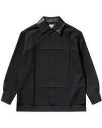 Bottega Veneta - Leather Collar Relaxed Fit Shirt - Lyst