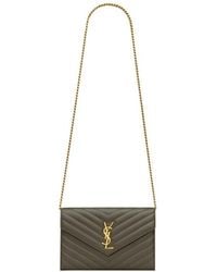 Saint Laurent - Cassandre Matelassé Chain Wallet - Lyst