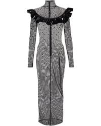 Alessandra Rich - Embellished Mesh Midi Dress - Lyst