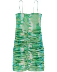 Ganni - Silk Stretch Satin Mini Dress - Lyst