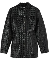 MSGM - Embossed-Pattern Fitted Waist Shirt Jacket - Lyst