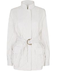Fendi - Striped Ring Buckle Belted Jacket - Lyst