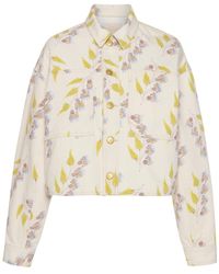 Ulla Johnson - Printed Cropped Denim Jacket - Lyst