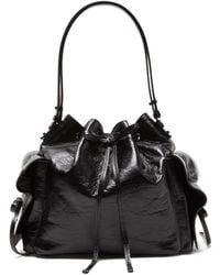 Acne Studios - Drawstring Ruffled Leather Shoulder Bag - Lyst