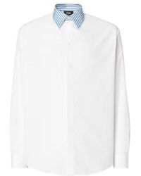 Fendi - Striped-Collar Long-Sleeve Shirt - Lyst