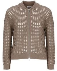 Peserico - Open-Knit Zip Cardigan - Lyst