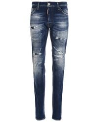 DSquared² - Distressed Straight Leg Jeans - Lyst