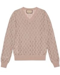 Gucci - Gg Embellished Fine Knit Jumper - Lyst
