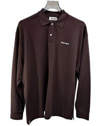 Miu Miu - Logo-Embroidered Long-Sleeved Polo Shirt - Lyst
