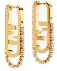 Fendi - O'Lock-Motif Crystal Earrings - Lyst