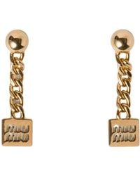 Miu Miu - Logo-Detailed Drop Earrings - Lyst