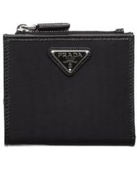 Prada - Enamel-Triangle Logo Zipped Wallet - Lyst