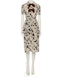Valentino - Crepe De Chine Midi Dress With Apres L'Hiver Primula Print - Lyst