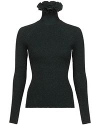 Alaïa - Alaïa Ruffled Ribbed Top - Lyst
