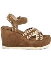 Mou - Criss Cross Stitched Wedge Sandals - Lyst