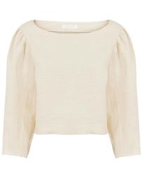 Chloé - Chloé Puff-Sleeved Cropped Top - Lyst