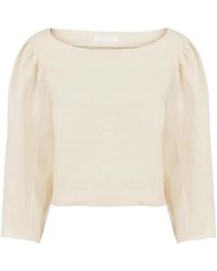 Chloé - Chloé Puff-Sleeved Cropped Top - Lyst