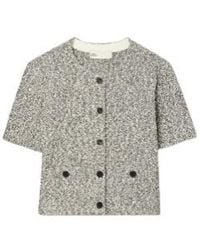 Tory Burch - Cropped Tweed Cardigan - Lyst