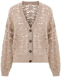 Brunello Cucinelli - V-Neck Buttoned Cardigan - Lyst